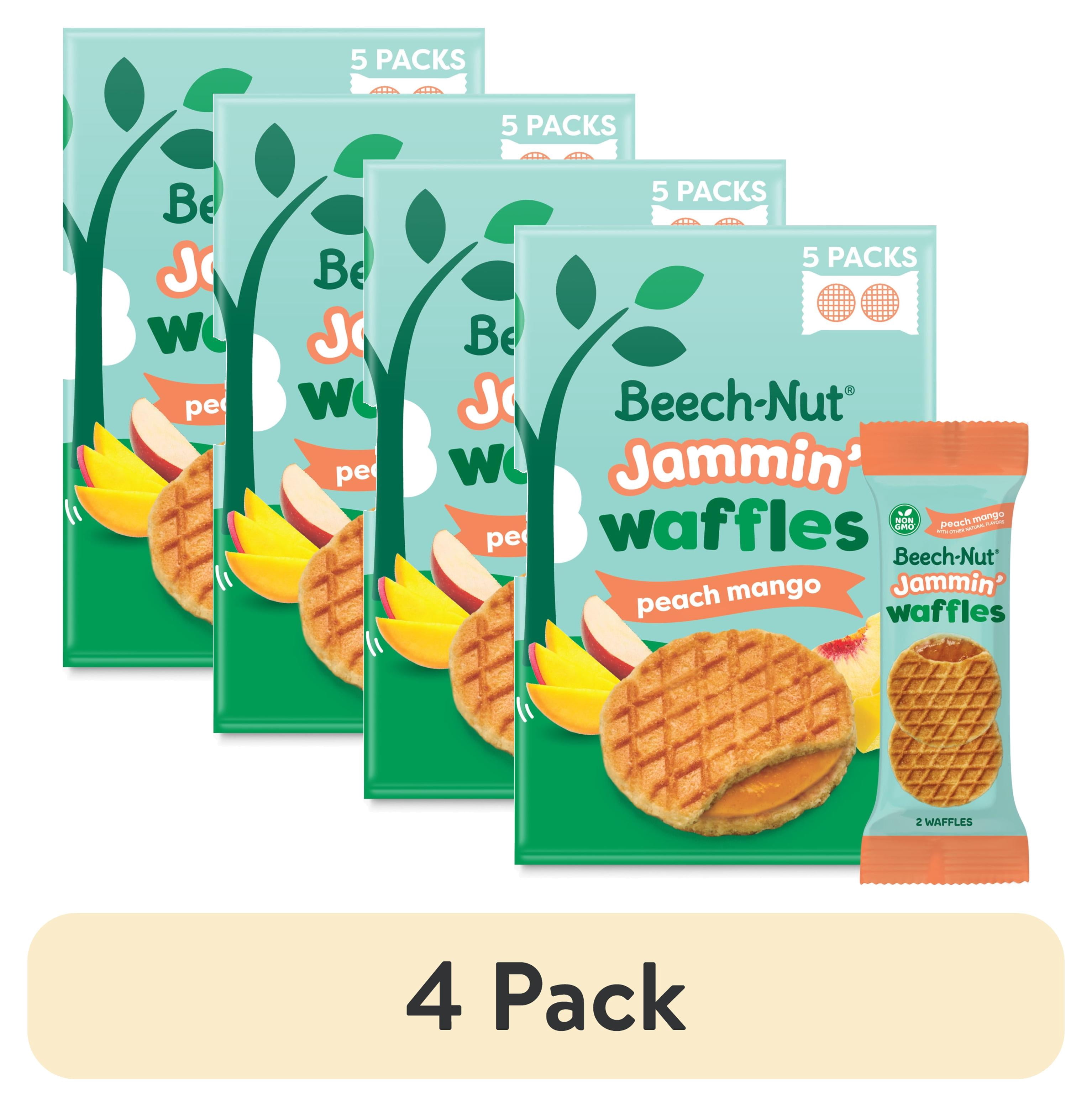 (4 pack) Beech-Nut Jammin' Waffles with Peach Mango Fruit Filling Toddler Snack, 5 Count