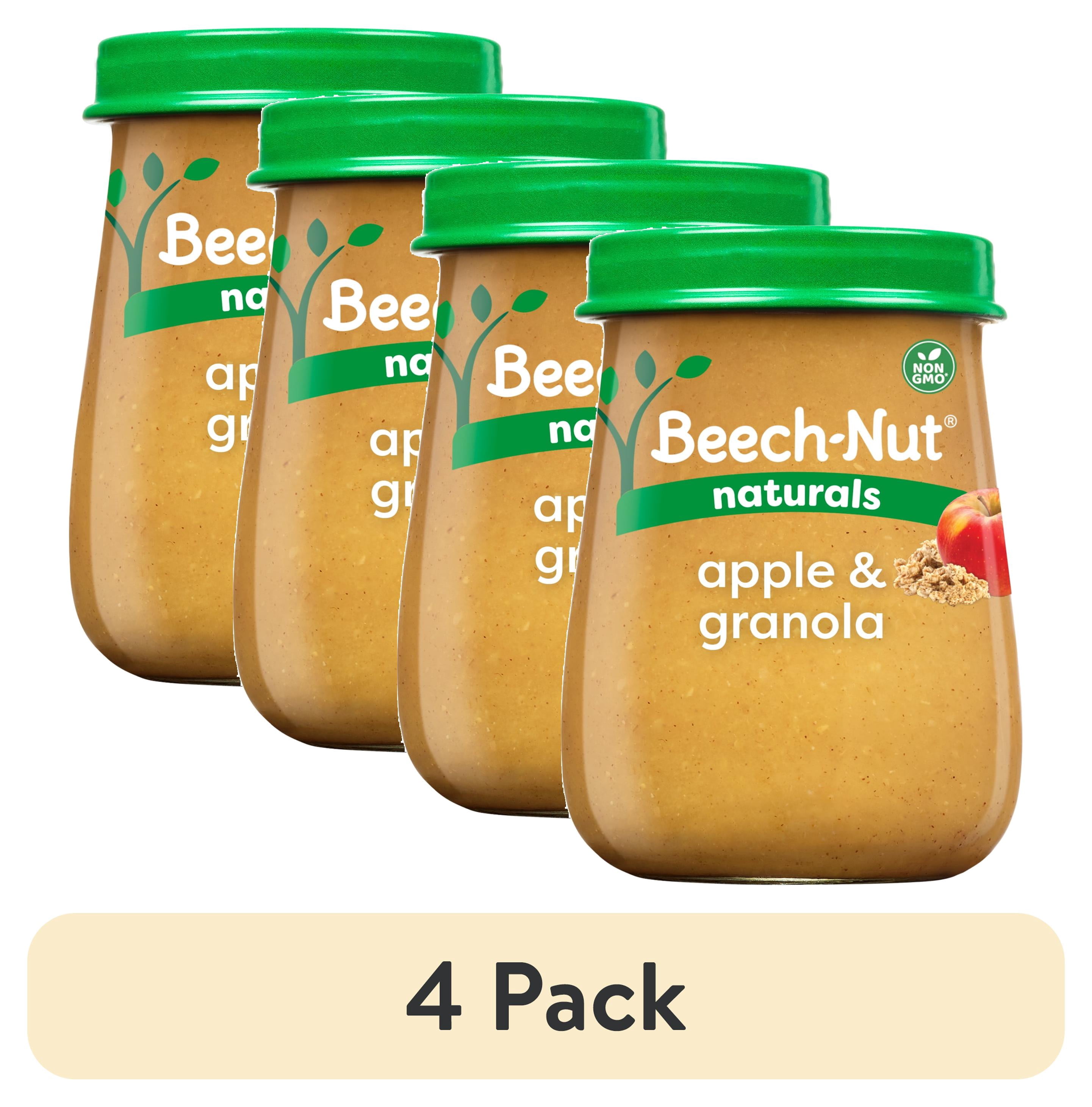 (4 pack) Beech-Nut Naturals Stage 2 Baby Food, Apple & Granola, 4 oz Jar