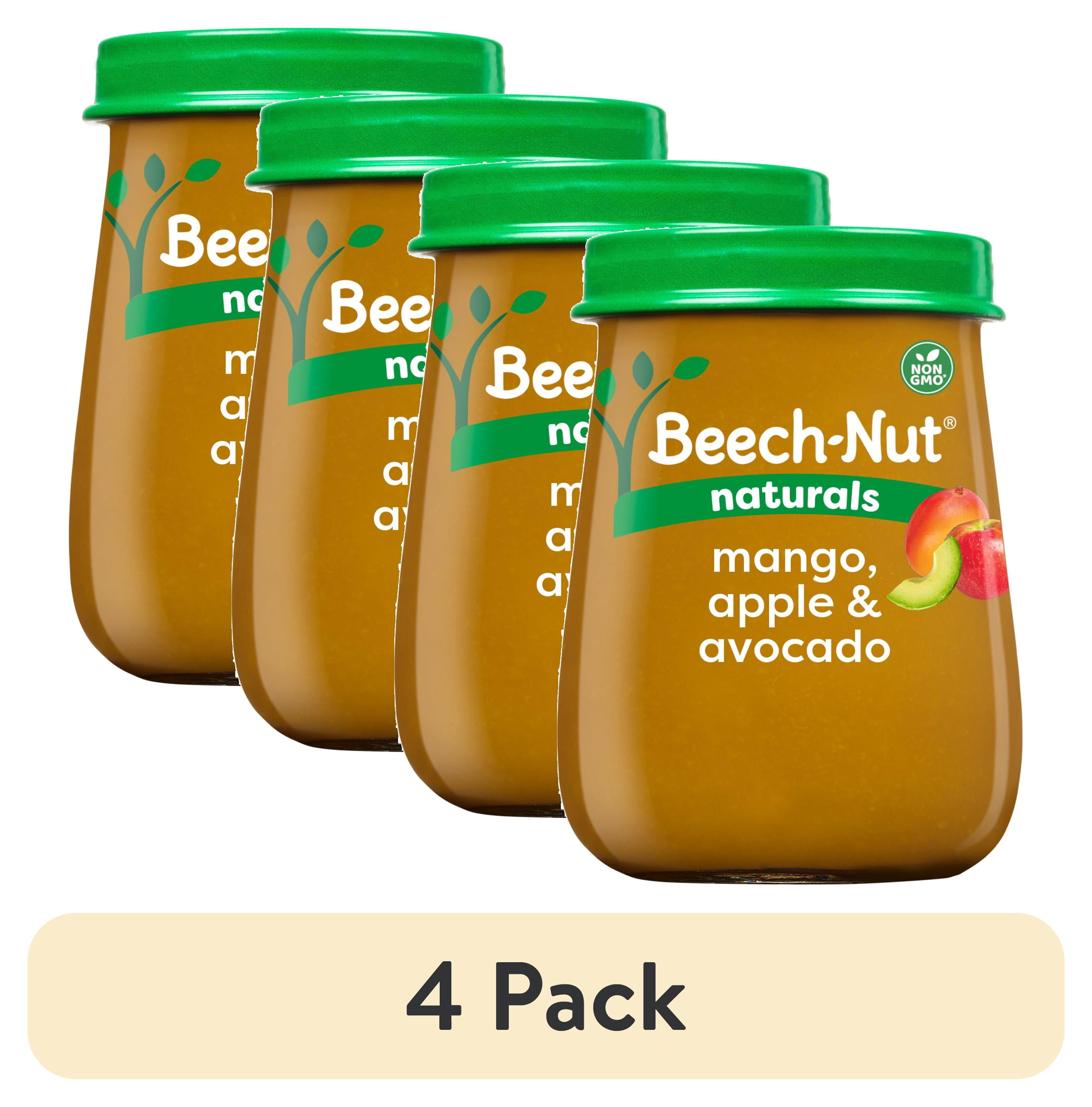 (4 pack) Beech-Nut Naturals Stage 2 Mango Apple & Avocado Baby Food, 4 oz Jar