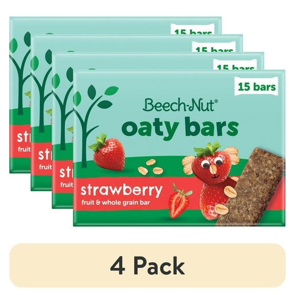 (4 pack) Beech-Nut Oaty Bars with Fruit & Whole Grain Strawberry Toddler Snack Bar, 15 Bars
