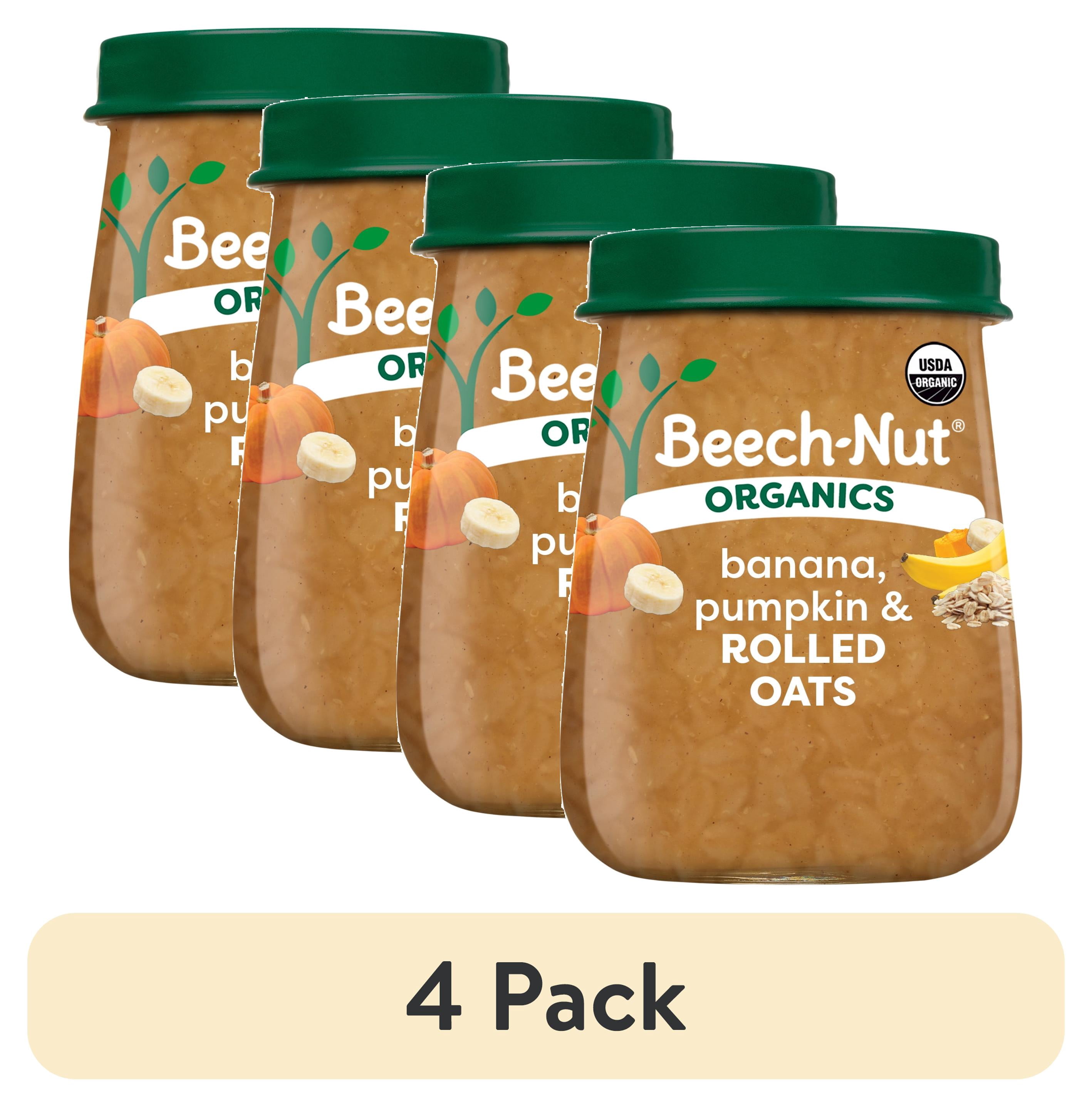 (4 pack) Beech-Nut Organics Stage 3 Organic Baby Food, Banana Pumpkin & Oats, 4 oz Jar