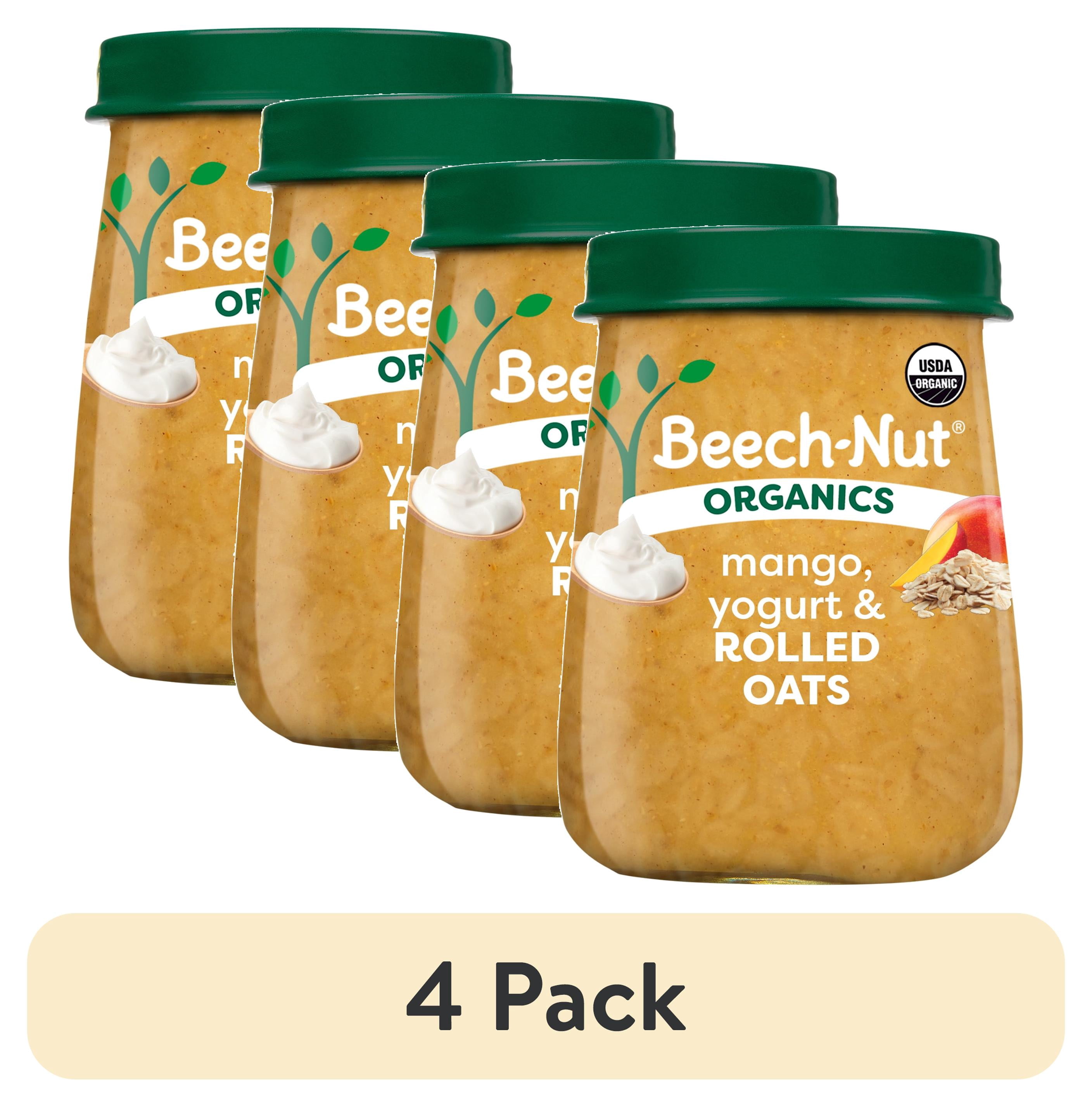 (4 pack) Beech-Nut Organics Stage 3 Organic Baby Food, Mango Yogurt & Oats, 4 oz Jar