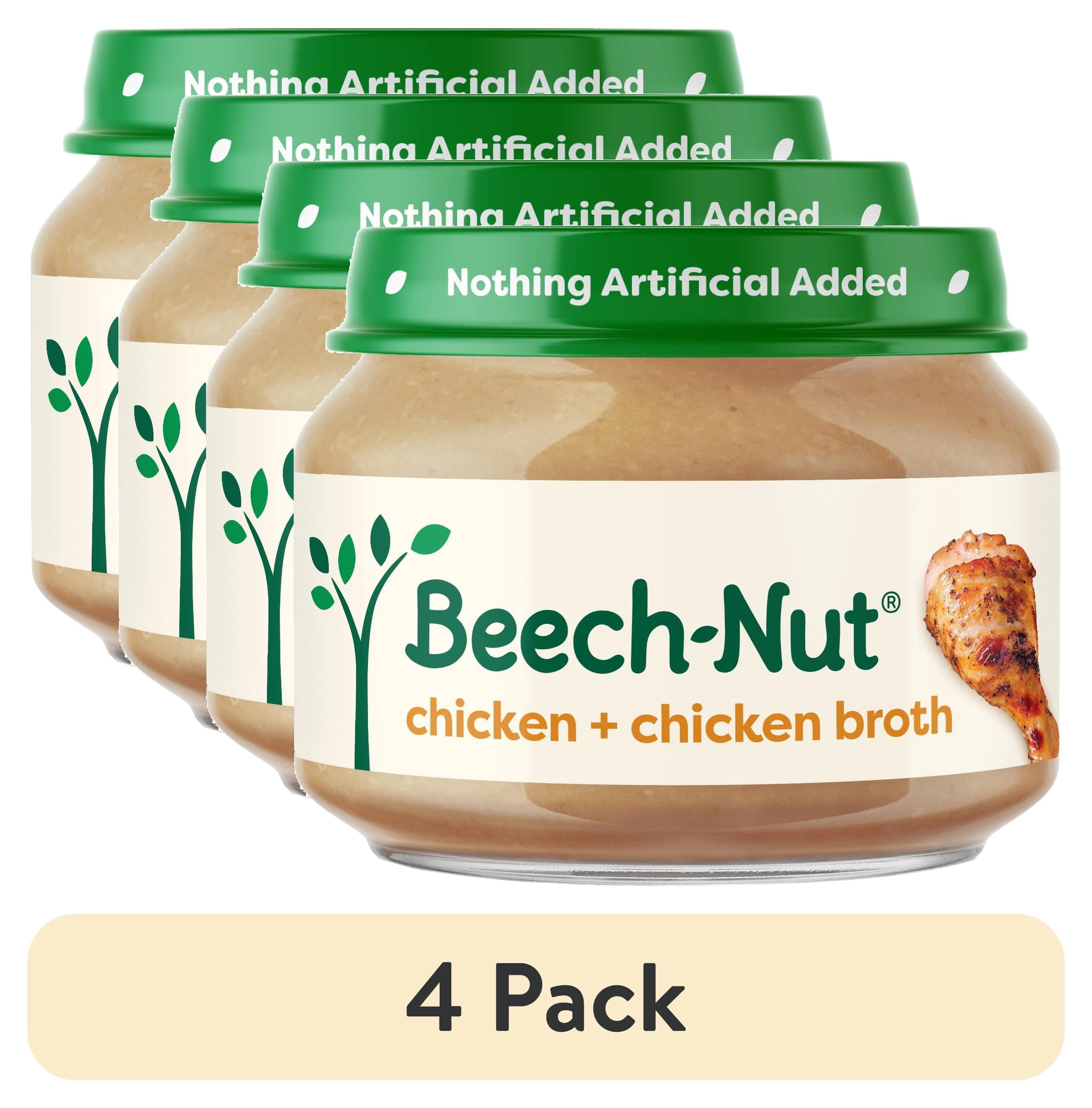 (4 pack) Beech-Nut Stage 1 Baby Food, Chicken & Chicken Broth, 2.5 oz Jar