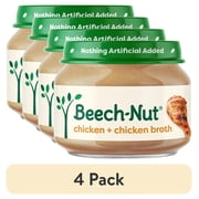 4 pack Beech-Nut Stage 1 Baby Food, Chicken & Chicken Broth, 2.5 oz Jar
