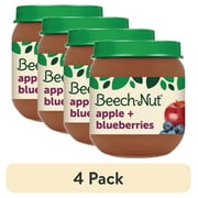 (10 pack) Beech-Nut Stage 2 Baby Food, Apple & Blueberries, 4 oz Jar