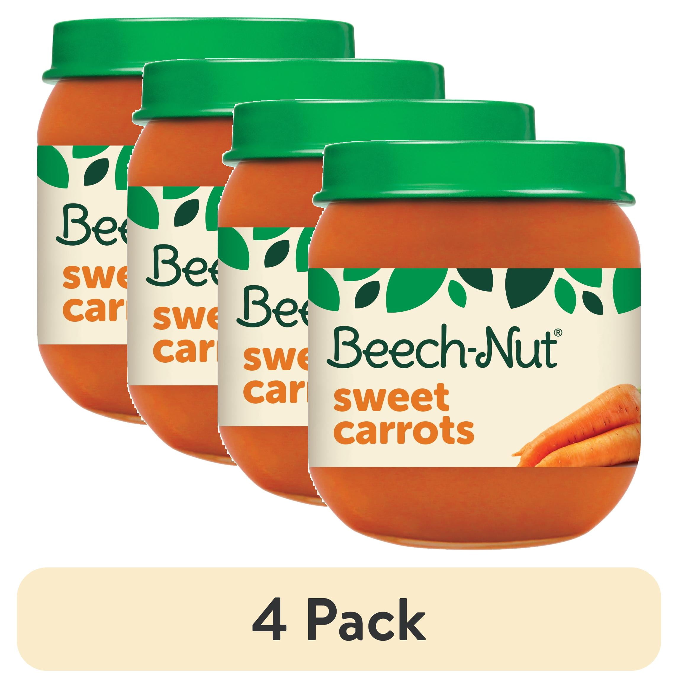 (4 pack) Beech-Nut Stage 2 Baby Food, Sweet Carrots, 4 oz Jar
