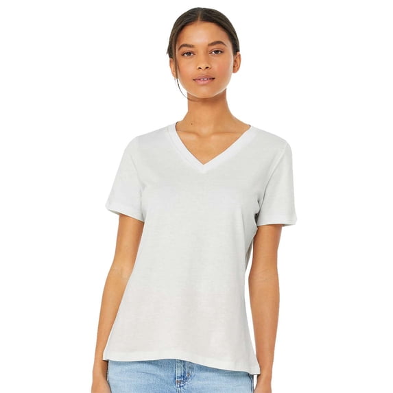 (4 pack) Bella & Canvas B87006024 Women Relaxed Jersey V-Neck T-Shirt, Vintage White - Medium