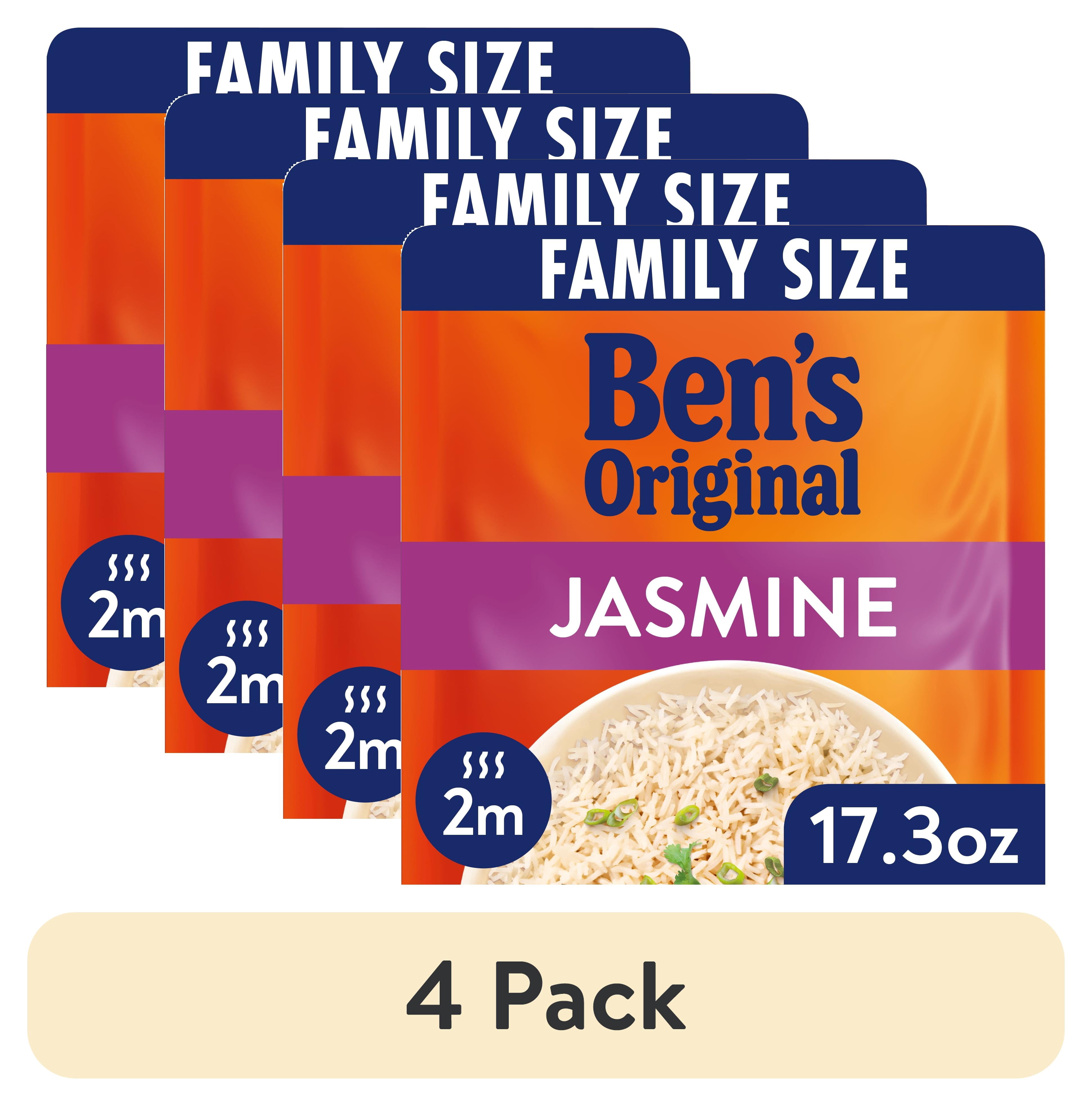 (4 pack) Ben's Original Ready Rice Jasmine Family Size Rice, Easy Dinner Side, 17.3 oz Pouch