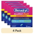 thumbnail image 1 of (4 pack) Benadryl Allergy Plus Congestion Ultratabs Allergy Medicine, 24 Count, 1 of 9