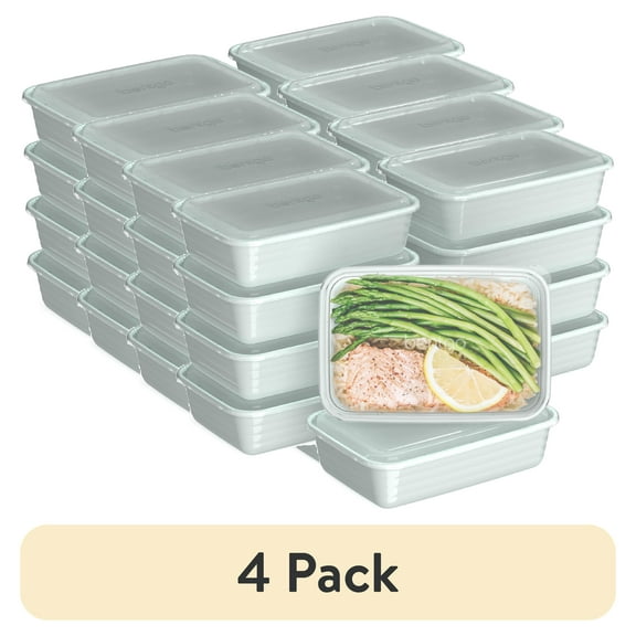 (4 pack) Bentgo Prep - 20-Piece 1-Compartment Reusable Meal Prep Containers with Lids, PFAS & BPA Free Materials, Durable, Microwave, Freezer, & Dishwasher