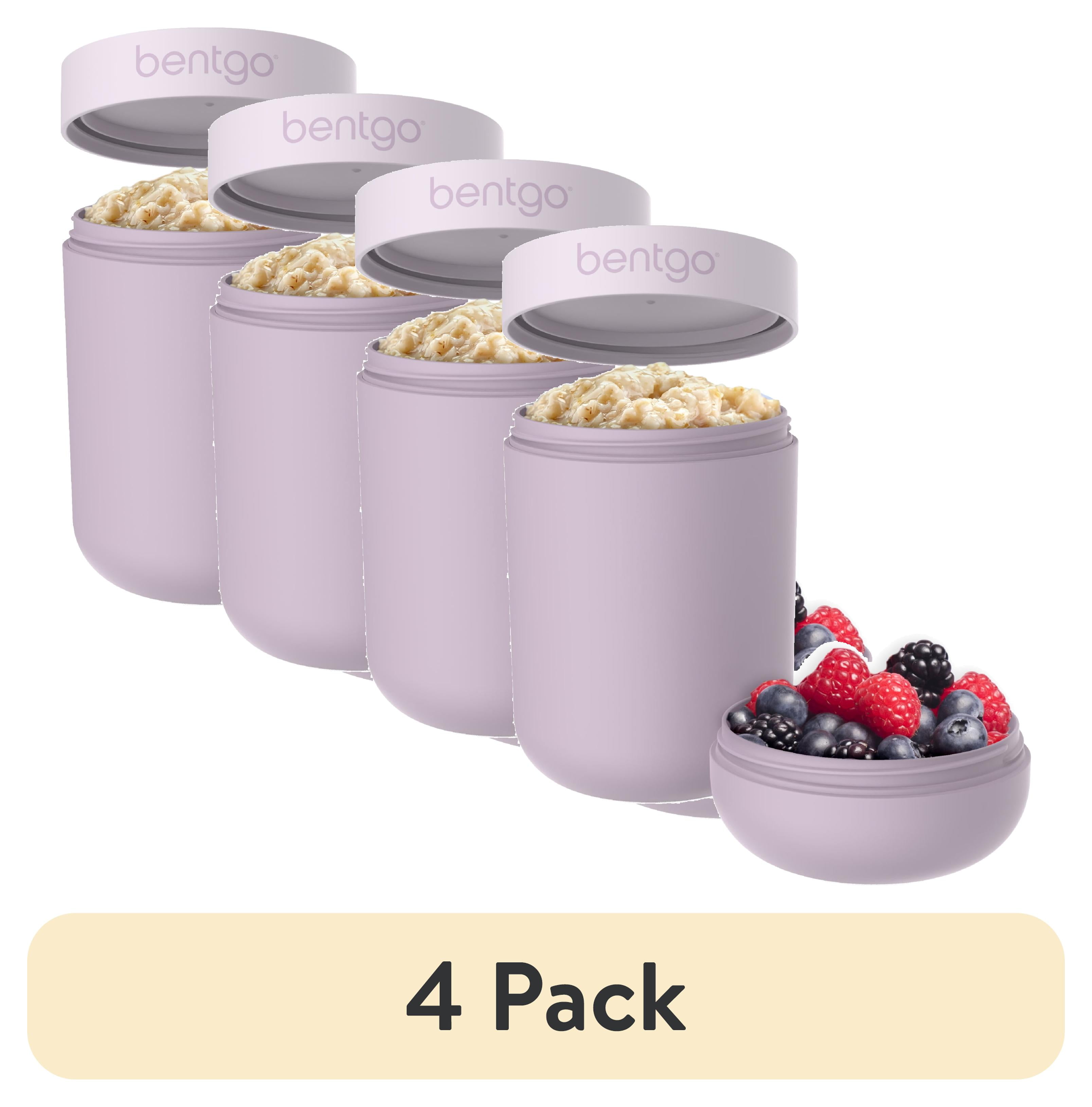 (4 pack) Bentgo Snack Cup - Reusable Snack Container with Leak-Proof Design, Toppings Compartment, and Dual-Sealing Lid, Portable & Lightweight for Work, Travel, Gym - Dishwasher Safe (Orchid)