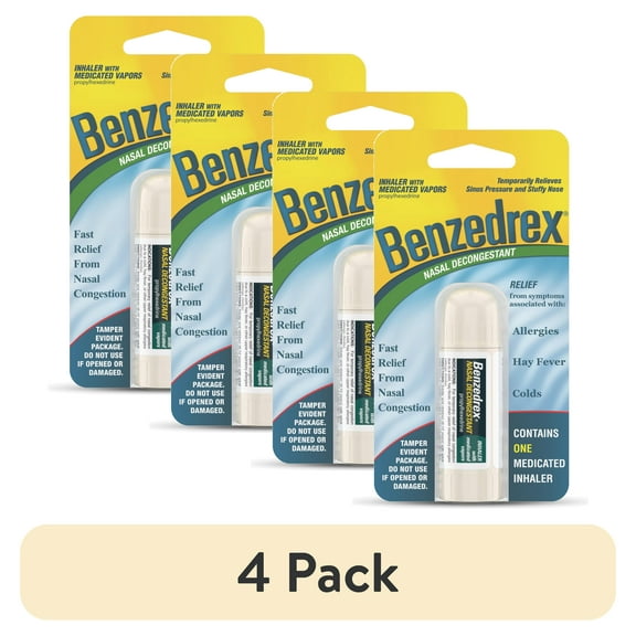 (4 pack) Benzedrex Nasal Decongestant Inhaler With Medicated Vapors