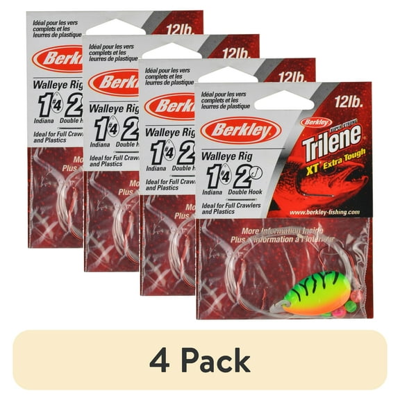 (4 pack) Berkley Walleye Mono Rig, Firetiger Indiana Blade, 4