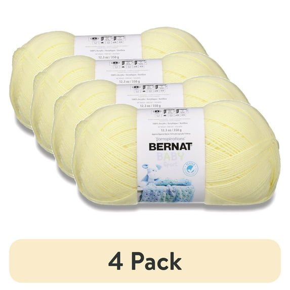 (4 pack) Bernat Baby Sport Yarn, Baby Yellow, 12.3oz(350g), Light, Acrylic