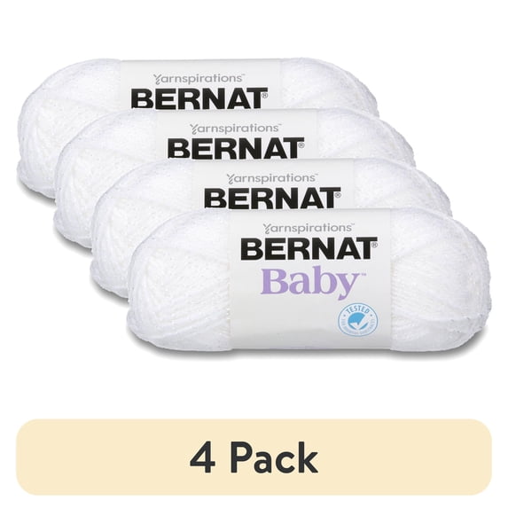 (4 pack) Bernat Baby Yarn, White Sparkle, Acrylic Blend, Super Fine Weight #1, 1.5 ounces