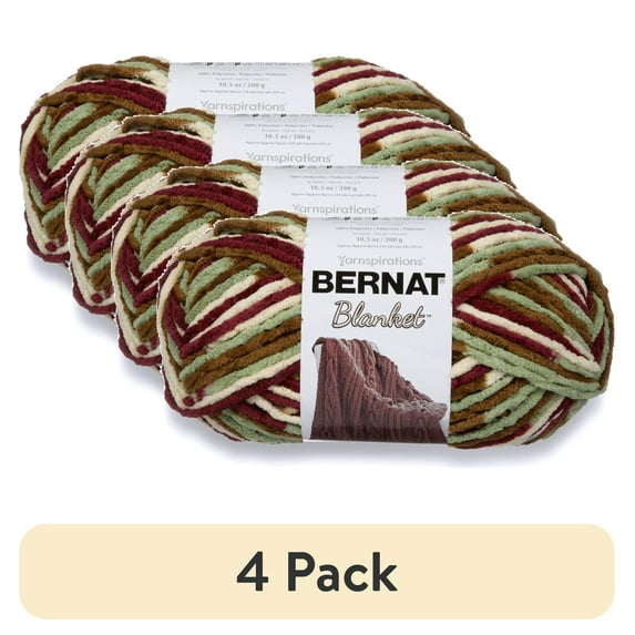 (4 pack) Bernat® Blanket™ #6 Super Bulky Polyester Yarn, Plum Fields 10.5oz/300g, 220 Yards