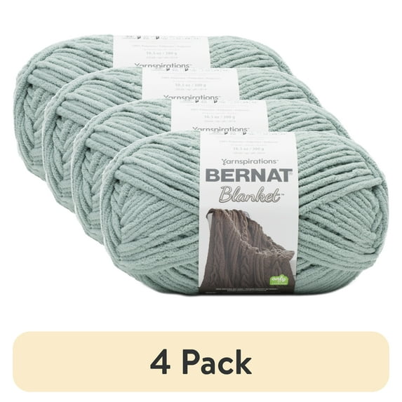 (4 pack) Bernat® Blanket™ #6 Super Bulky Polyester Yarn, Smoky Green 10.5oz/300g, 220 Yards