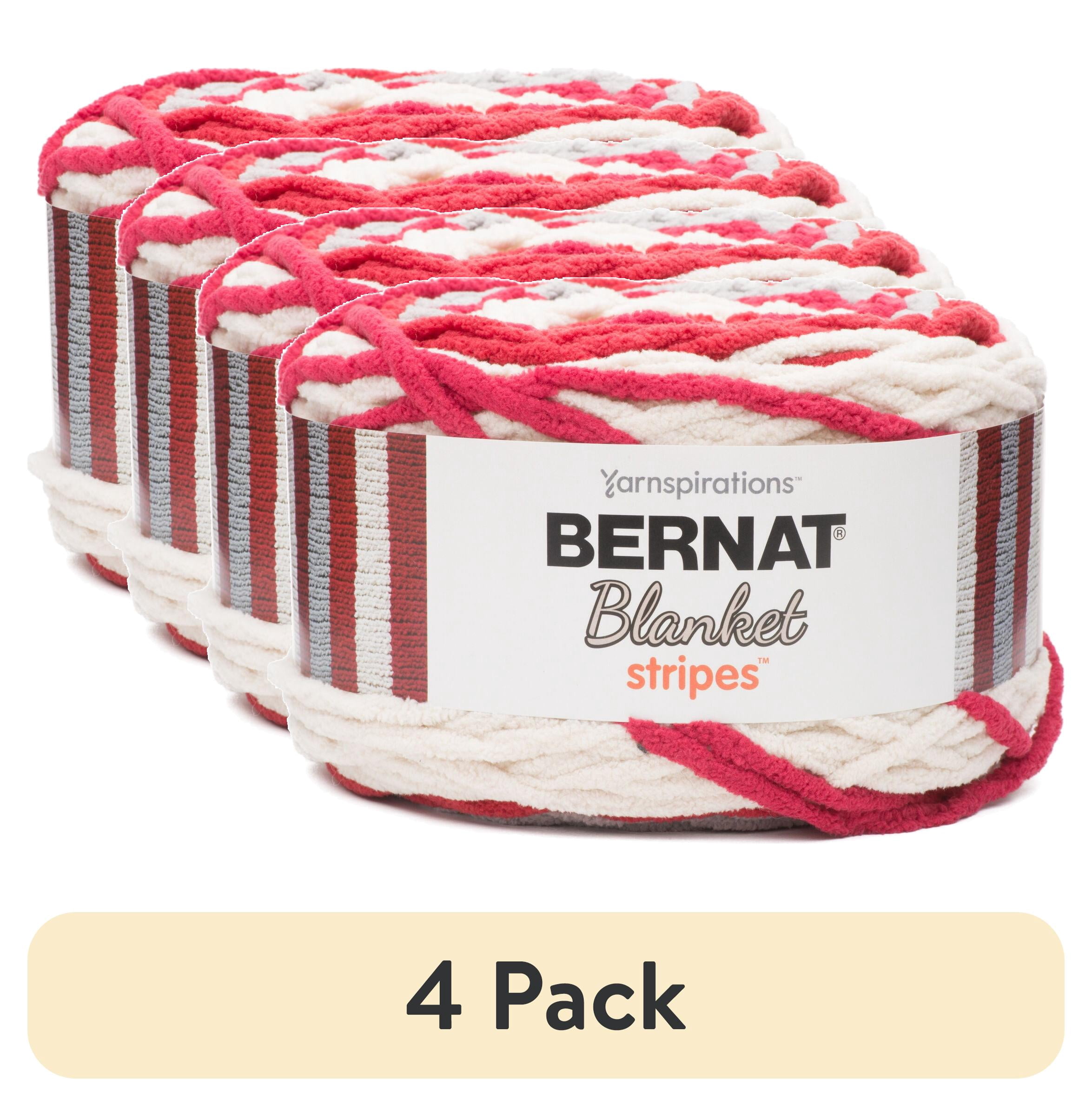 (4 pack) Bernat Blanket Stripes Yarn, Red Alert, 10.5oz(300g), Super ...