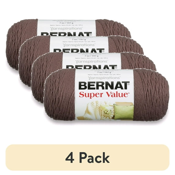 (4 pack) Bernat® Super Value™ #4 Worsted (Medium) Acrylic Yarn, Taupe 7oz/197g 440 Yards