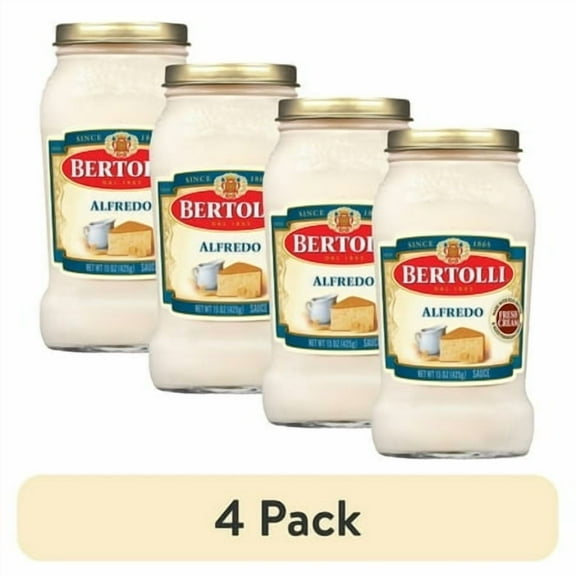 (4 pack) Bertolli Classic Alfredo Pasta Sauce with Fresh Cream, 15 oz