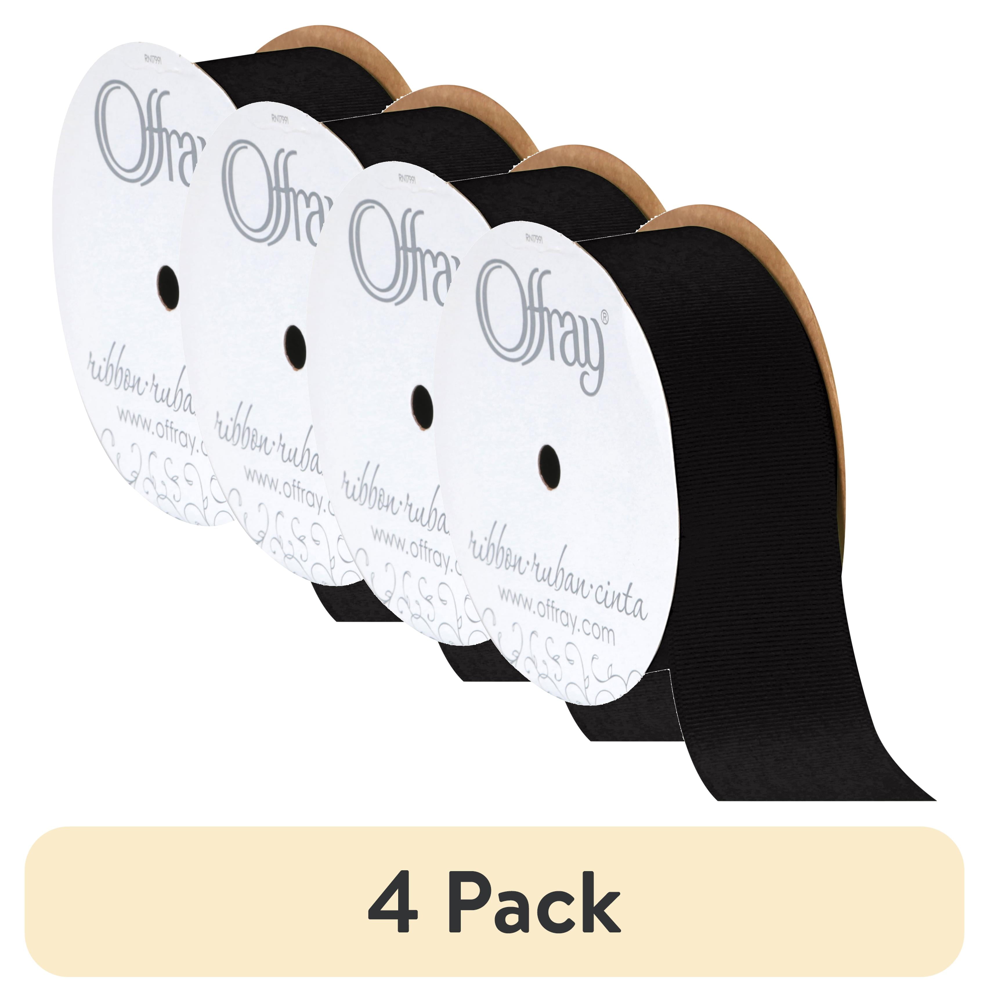 (4 pack) Offray Ribbon, Black 1 1/2 inch Grosgrain Polyester Ribbon, 12 feet