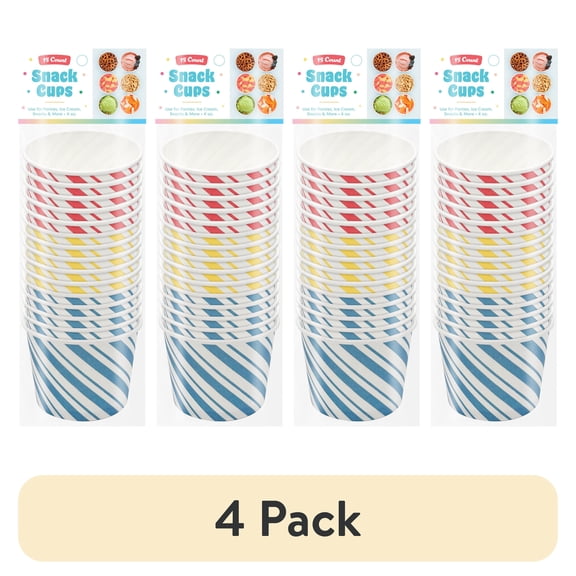 (4 pack) Best Brands Disposable Paper Snack Cups, 4 oz, 15 Count