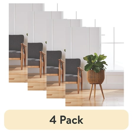(4 pack) Better Homes & Gardens 13 Inch Round Brown Resin Rattan Planter & Stand with Acacia Wood Legs