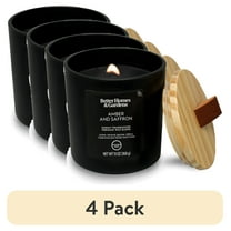 (4 pack) Better Homes & Gardens 13oz Amber and Saffron Scented Wooden Wick Jar Candle