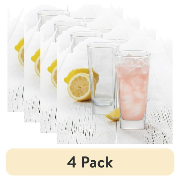 (4 pack) Better Homes & Gardens Hollis Beverage Glass Set, 14.4 oz, 8-Piece