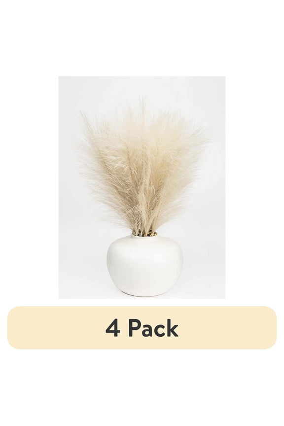 (4 pack) Better Homes & Gardens 14" Artificial Pampas Grass in White Ceramic Vase