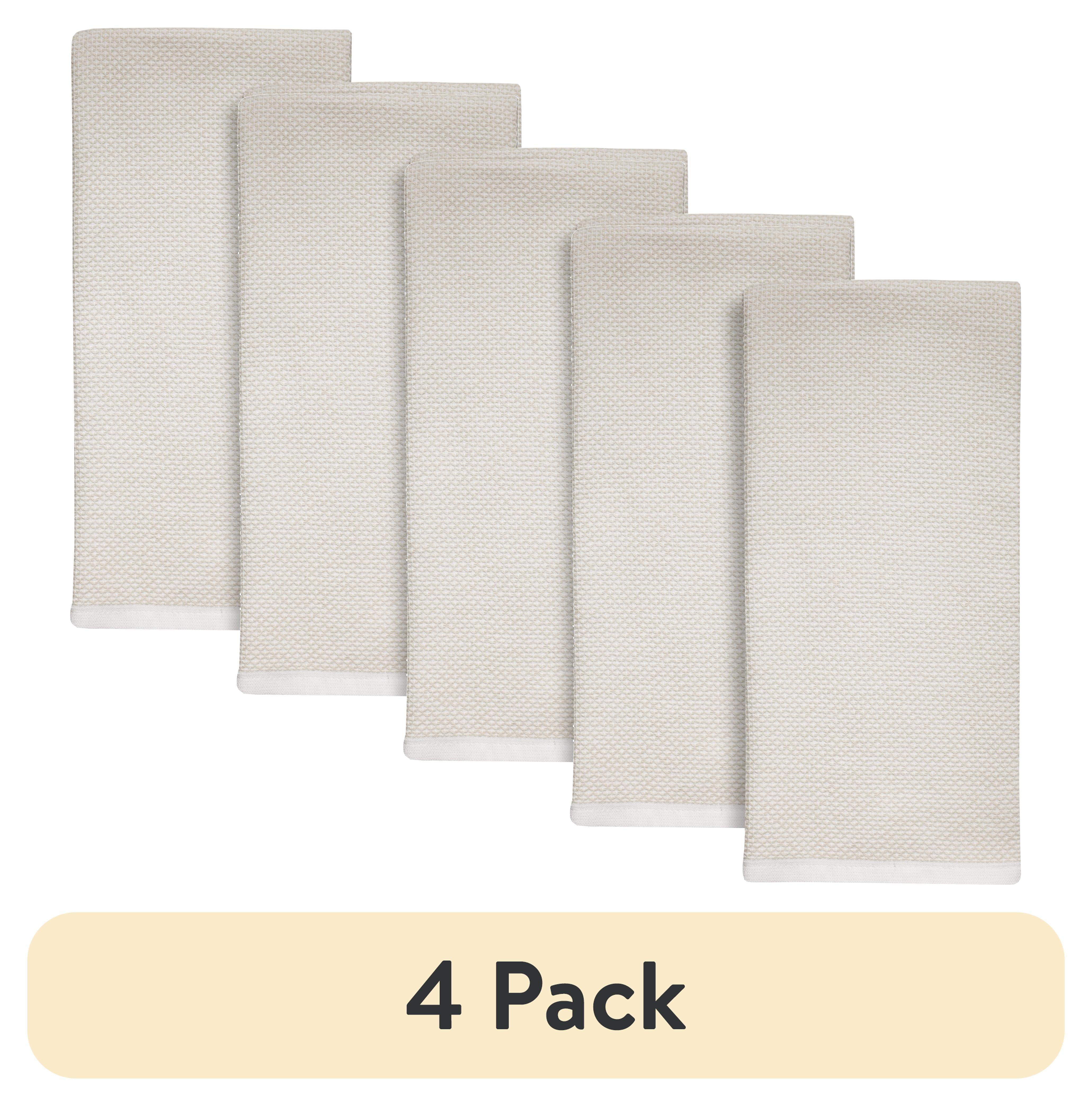(4 pack) Better Homes & Gardens Flat Woven Kitchen Towel, Papyrus Beige
