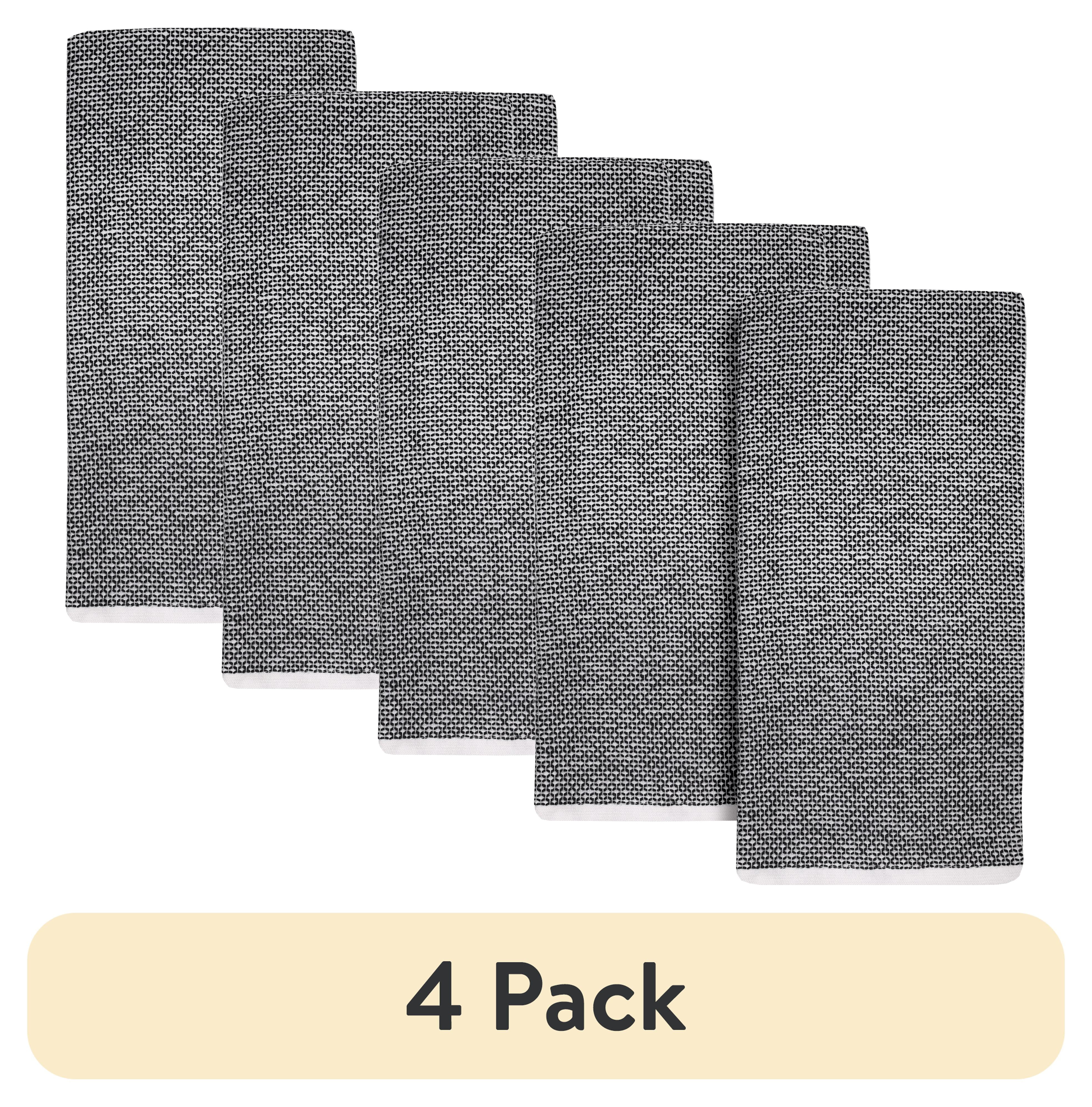 (4 pack) Better Homes & Gardens 2 Piece Cotton Kitchen Towels, Rich Black Flat Woven