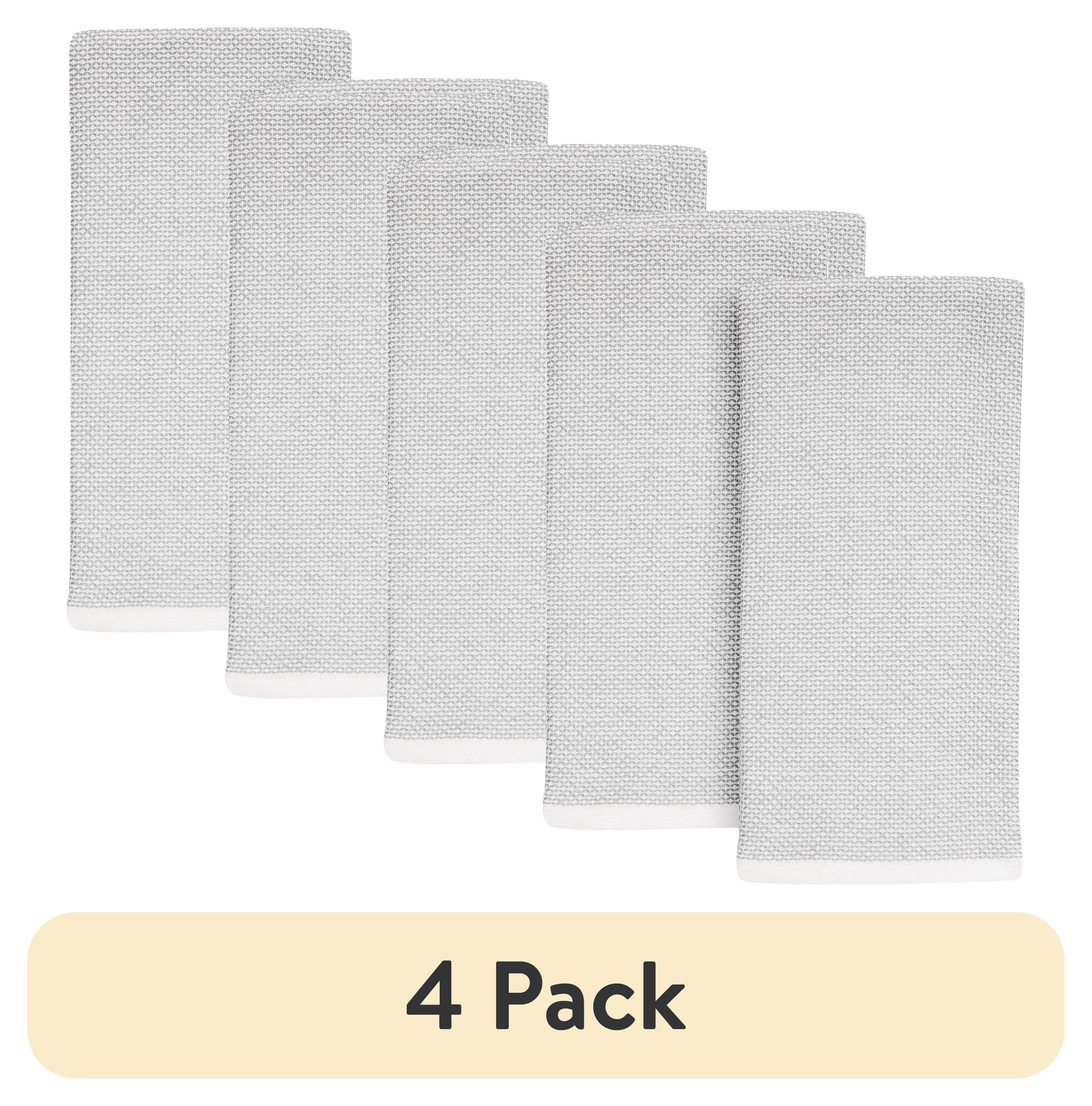 (4 pack) Better Homes & Gardens Soft Silver Flat Woven Kitchen Towels, 2-Piece