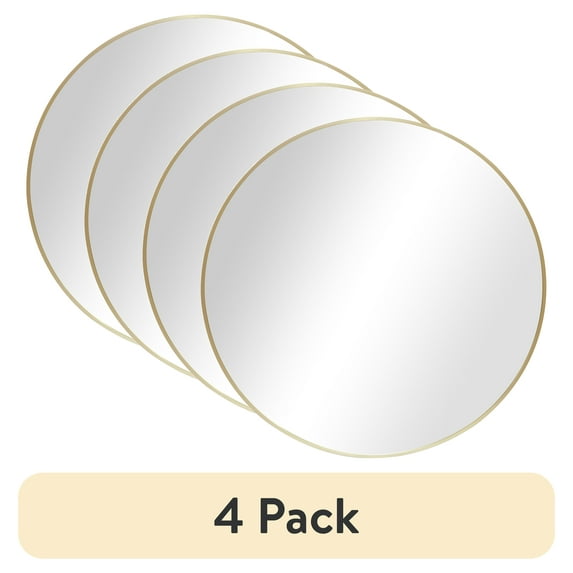 (4 pack) Better Homes & Gardens x Gold Round Small Decorative Wall Mirror for Bathroom or Living Room