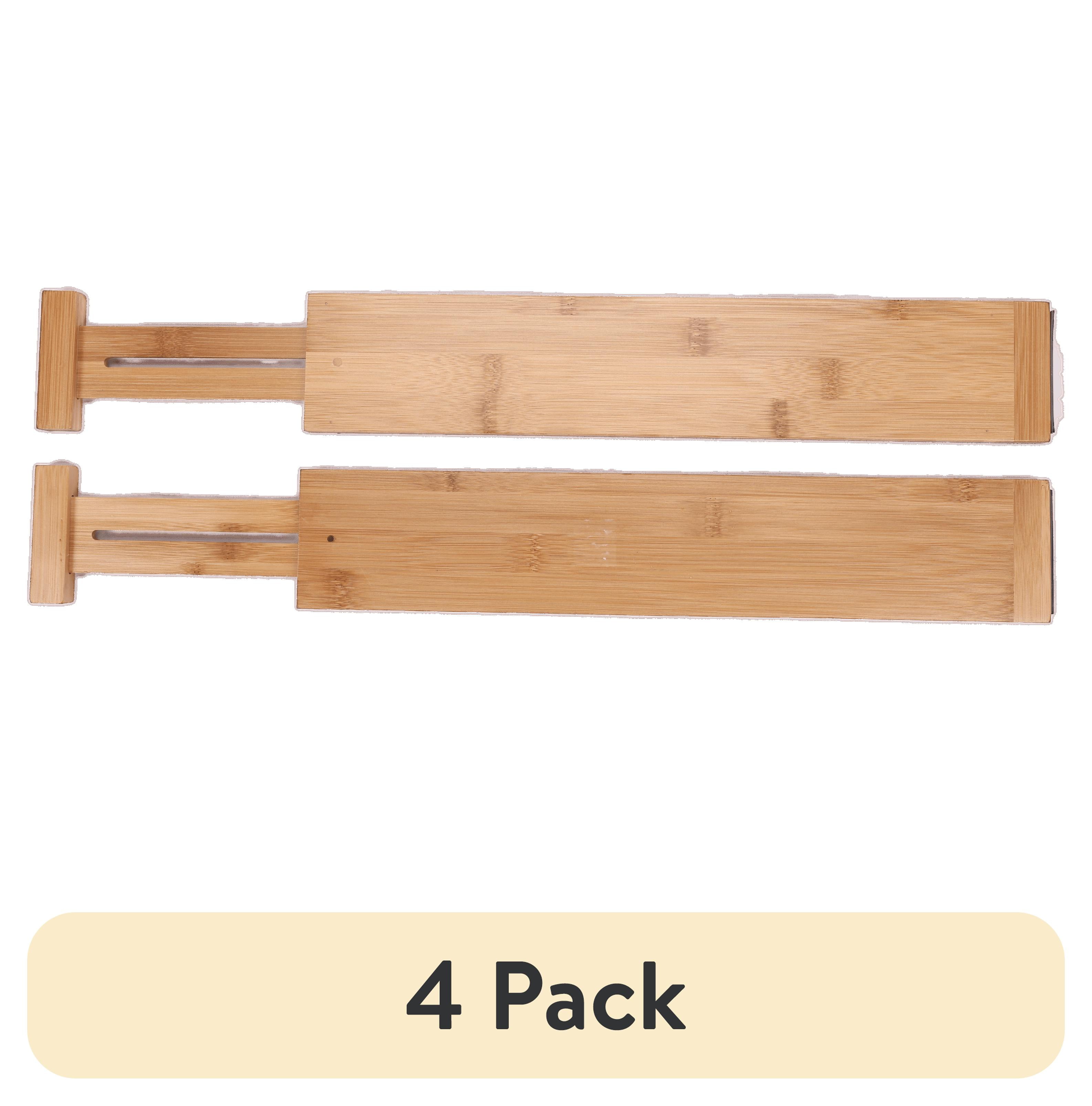 (4 pack) Better Homes & Gardens 2-Piece Bamboo Expandable Drawer Dividers, 17.5 in-22.8 in x 0.59 in x 3.1 in