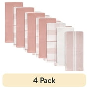 (4 pack) Better Homes & Gardens 4 Piece Waffle Kitchen Towel, Old Rose