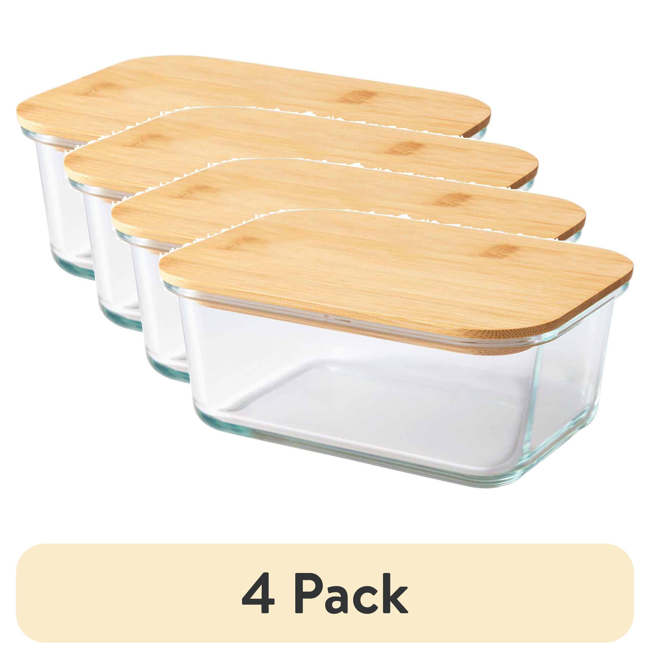 EcoPreps Glass Food Storage Containers With Bamboo Lids[4 Pack]100