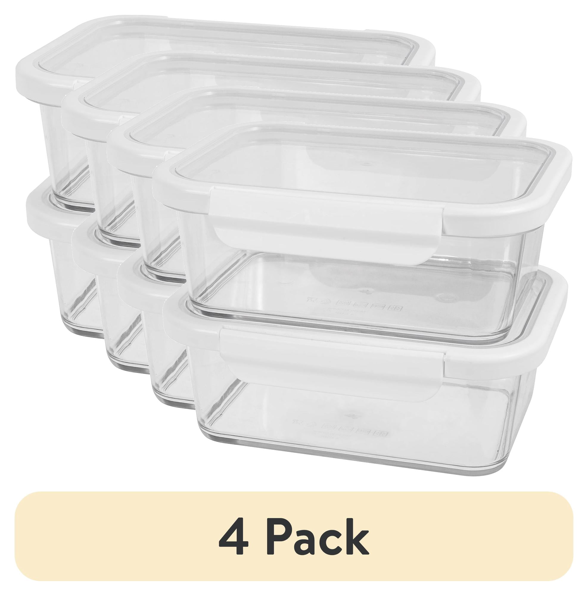(1 pack) Better Homes & Gardens 4-Cup Rectangle Tritan Food Storage Containers with Tritan Lids, Set of 2, 4 Pieces