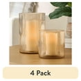 thumbnail image 1 of (4 pack) Better Homes & Gardens Amber Glass Ribbed Hurricane Candleholder, 5", Medium, 1 of 13