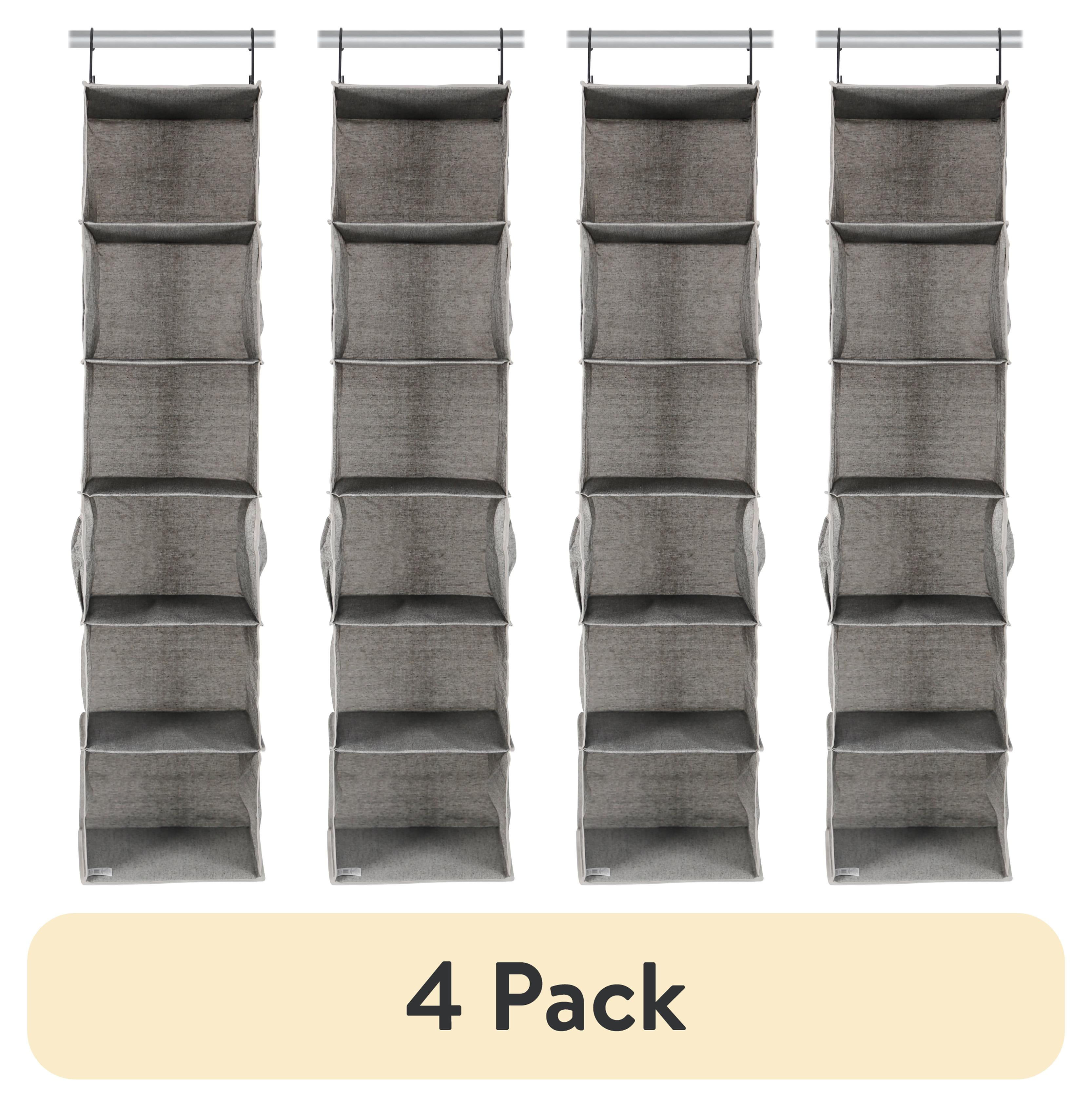 (4 pack) Better Homes & Gardens 6-Shelf Hanging Closet Organizer with Side Pockets in Gray