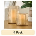 thumbnail image 1 of (4 pack) Better Homes & Gardens Amber Glass Ribbed Hurricane Candleholder, 8", Large, 1 of 14