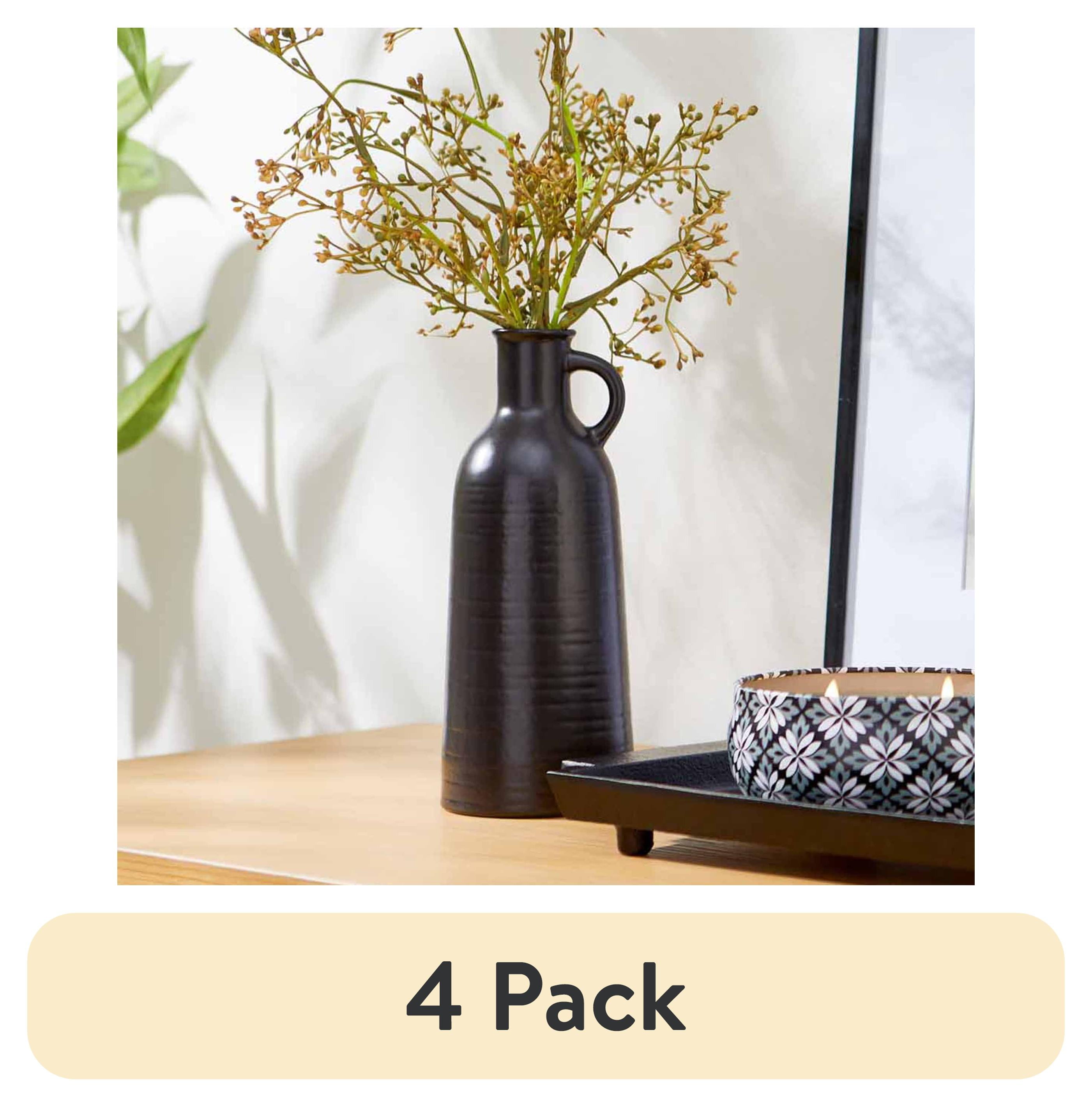 (1 pack) Better Homes & Gardens 8" Black Ceramic Jug Vase