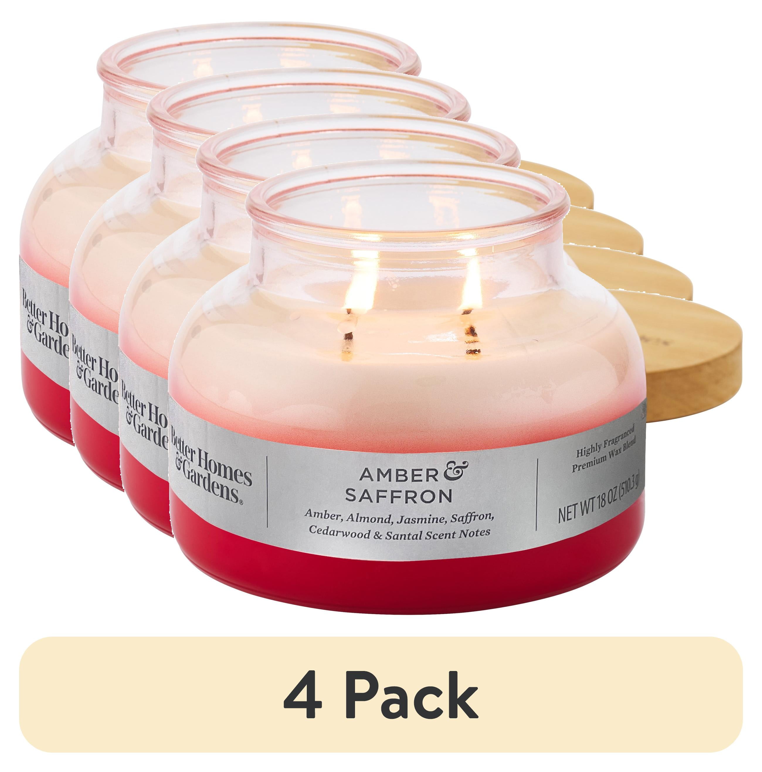 (4 pack) Better Homes & Gardens Amber & Saffron Scented 2-Wick 18oz Ombre Bell Jar Candle