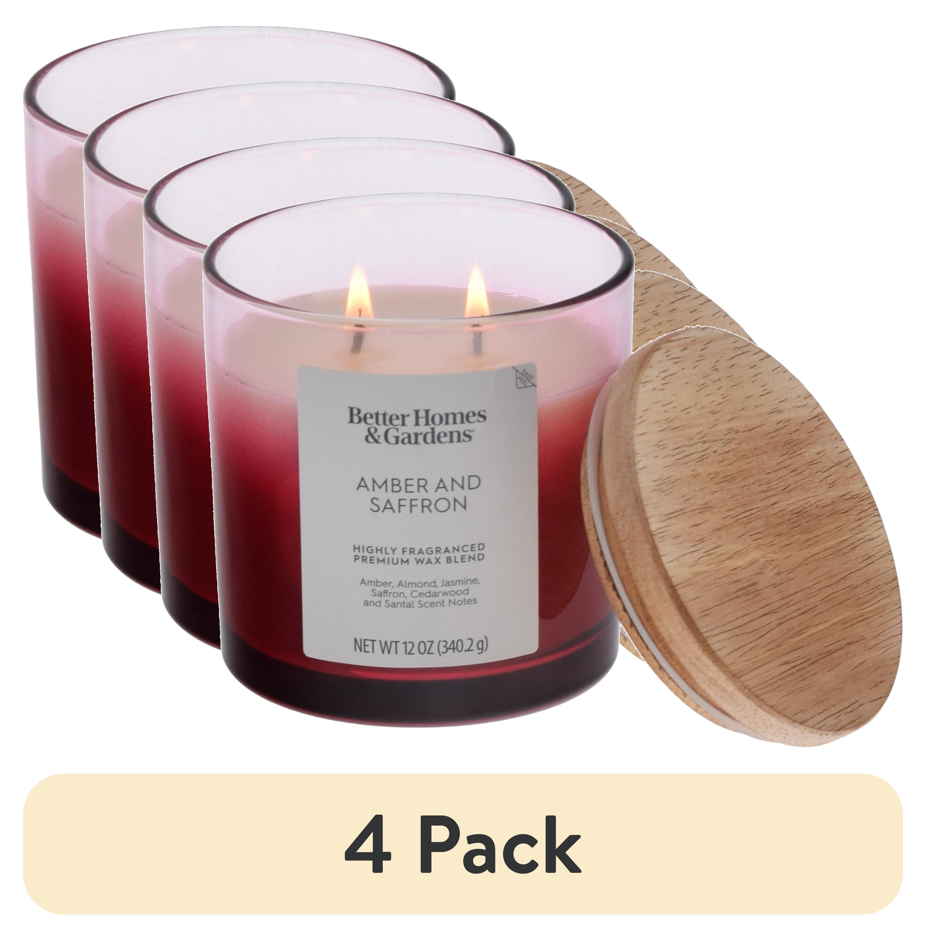 (4 pack) Better Homes and Gardens Amber and Saffron Scented 2-Wick Ombre Jar Candle 12oz.