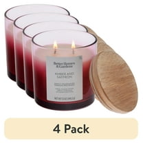 (4 pack) Better Homes and Gardens Amber and Saffron Scented 2-Wick Ombre Jar Candle 12oz.