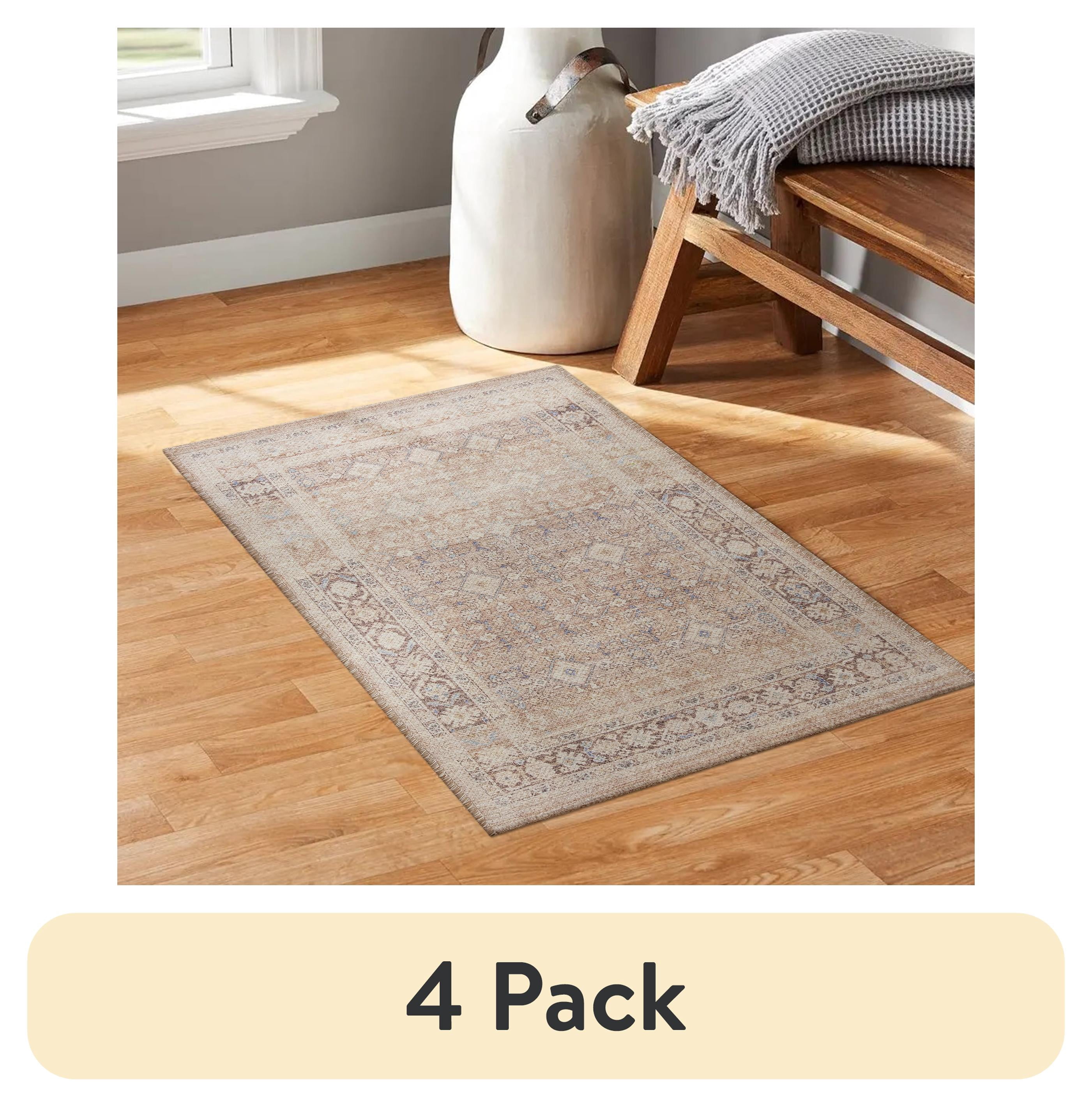 (4 pack) Better Homes & Gardens Brown Diamond Persian Indoor Accent Rug, 24 in x 36 in
