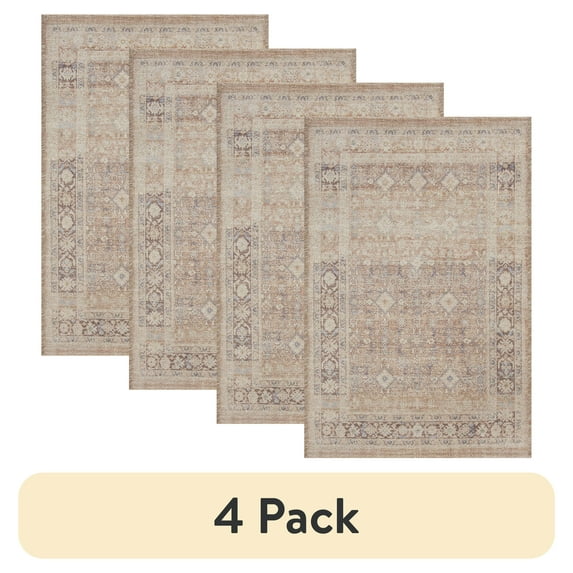 (4 pack) Better Homes & Gardens Brown Diamond Persian Indoor 24" x 36" Accent Rug