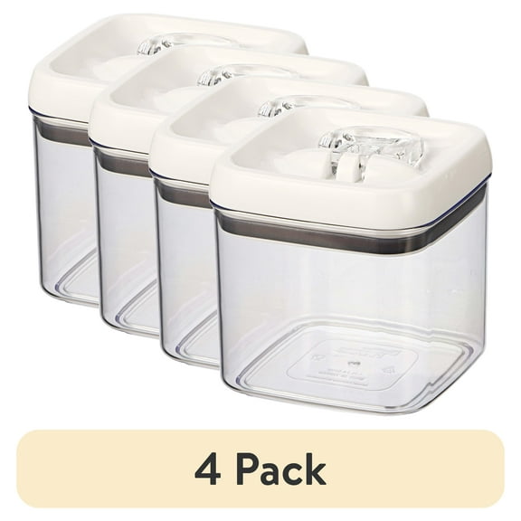 (4 pack) Better Homes & Gardens Canister - 4.5 Cup Flip-Tite® Square Food Storage Container, Designed to Help with Pantry Organization and Food Storage
