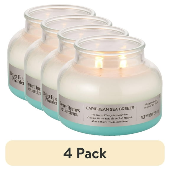 (2 pack) Better Homes & Gardens Caribbean Sea Breeze Scented 2-Wick 18oz Ombre Bell Jar Candle