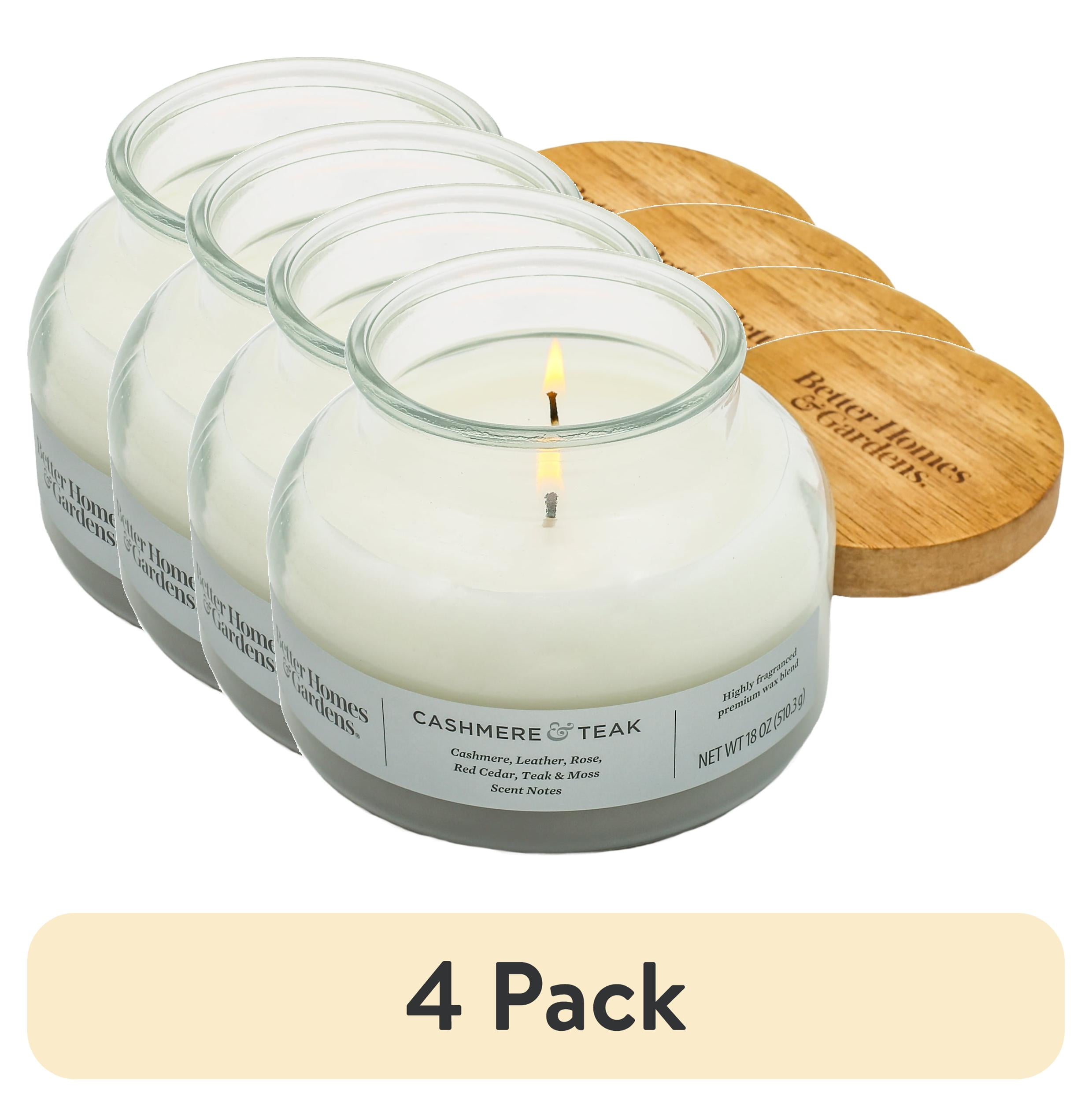 (4 pack) Better Homes & Gardens Cashmere Teak Scented 2-Wick 18oz Ombre Bell Jar Candle
